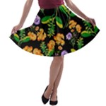 Flowers Pattern Art Floral Texture A-line Skater Skirt