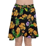 Flowers Pattern Art Floral Texture Chiffon Wrap Front Skirt