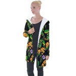 Flowers Pattern Art Floral Texture Longline Hooded Cardigan