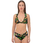 Flowers Pattern Art Floral Texture Double Strap Halter Bikini Set