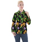 Flowers Pattern Art Floral Texture Women s Long Sleeve Pocket Shirt