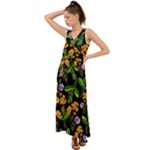 Flowers Pattern Art Floral Texture V-Neck Chiffon Maxi Dress