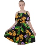 Flowers Pattern Art Floral Texture Cut Out Shoulders Chiffon Dress