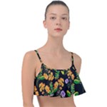 Flowers Pattern Art Floral Texture Frill Bikini Top