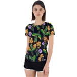 Flowers Pattern Art Floral Texture Back Cut Out Sport T-Shirt