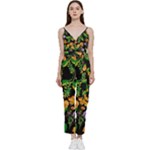 Flowers Pattern Art Floral Texture V-Neck Camisole Jumpsuit