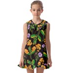 Flowers Pattern Art Floral Texture Kids  Pilgrim Collar Ruffle Hem Dress