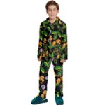 Flowers Pattern Art Floral Texture Kids  Long Sleeve Velvet Pajamas Set