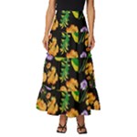 Flowers Pattern Art Floral Texture Tiered Ruffle Maxi Skirt