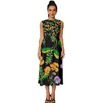 Flowers Pattern Art Floral Texture Sleeveless Round Neck Midi Dress