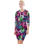 Flowers Pattern Art Texture Floral Quarter Sleeve Hood Bodycon Dress