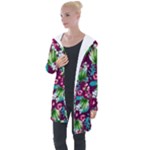 Flowers Pattern Art Texture Floral Longline Hooded Cardigan