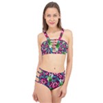 Flowers Pattern Art Texture Floral Cage Up Bikini Set