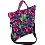 Flowers Pattern Art Texture Floral Fold Over Handle Tote Bag