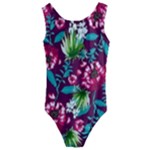 Flowers Pattern Art Texture Floral Kids  Cut-Out Back One Piece Swimsuit