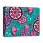 Floral Pattern Abstract Colorful Flow Oriental Spring Summer Canvas 14  x 11  (Stretched)
