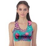 Floral Pattern Abstract Colorful Flow Oriental Spring Summer Fitness Sports Bra