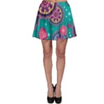 Floral Pattern Abstract Colorful Flow Oriental Spring Summer Skater Skirt