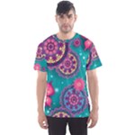 Floral Pattern Abstract Colorful Flow Oriental Spring Summer Men s Sport Mesh T-Shirt