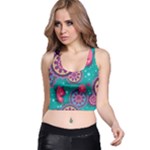 Floral Pattern Abstract Colorful Flow Oriental Spring Summer Racer Back Crop Top