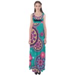 Floral Pattern Abstract Colorful Flow Oriental Spring Summer Empire Waist Maxi Dress