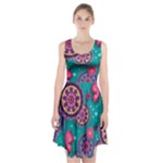 Floral Pattern Abstract Colorful Flow Oriental Spring Summer Racerback Midi Dress