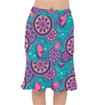 Floral Pattern Abstract Colorful Flow Oriental Spring Summer Short Mermaid Skirt