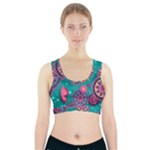 Floral Pattern Abstract Colorful Flow Oriental Spring Summer Sports Bra With Pocket
