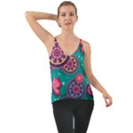 Floral Pattern Abstract Colorful Flow Oriental Spring Summer Chiffon Cami