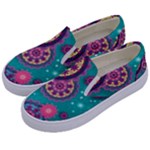 Floral Pattern Abstract Colorful Flow Oriental Spring Summer Kids  Canvas Slip Ons
