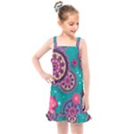 Floral Pattern Abstract Colorful Flow Oriental Spring Summer Kids  Overall Dress