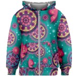 Floral Pattern Abstract Colorful Flow Oriental Spring Summer Kids  Zipper Hoodie Without Drawstring