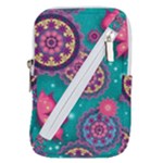 Floral Pattern Abstract Colorful Flow Oriental Spring Summer Belt Pouch Bag (Small)