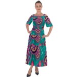 Floral Pattern Abstract Colorful Flow Oriental Spring Summer Shoulder Straps Boho Maxi Dress 