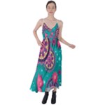 Floral Pattern Abstract Colorful Flow Oriental Spring Summer Tie Back Maxi Dress