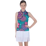 Floral Pattern Abstract Colorful Flow Oriental Spring Summer Women s Sleeveless Polo T-Shirt