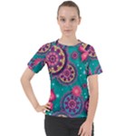 Floral Pattern Abstract Colorful Flow Oriental Spring Summer Women s Sport Raglan T-Shirt