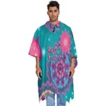 Floral Pattern Abstract Colorful Flow Oriental Spring Summer Men s Hooded Rain Ponchos