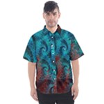 Fractal Art Spiral Ornaments Pattern Men s Short Sleeve Shirt