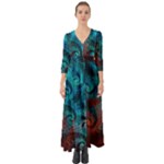 Fractal Art Spiral Ornaments Pattern Button Up Boho Maxi Dress