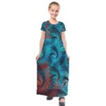 Fractal Art Spiral Ornaments Pattern Kids  Short Sleeve Maxi Dress