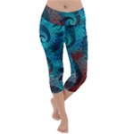 Fractal Art Spiral Ornaments Pattern Lightweight Velour Capri Yoga Leggings