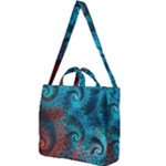 Fractal Art Spiral Ornaments Pattern Square Shoulder Tote Bag