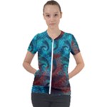 Fractal Art Spiral Ornaments Pattern Short Sleeve Zip Up Jacket