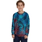 Fractal Art Spiral Ornaments Pattern Kids  Crewneck Sweatshirt