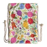 Colorful Flowers Pattern Drawstring Bag (Large)