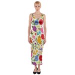 Colorful Flowers Pattern Fitted Maxi Dress