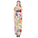 Colorful Flowers Pattern Short Sleeve Maxi Dress