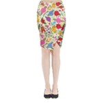 Colorful Flowers Pattern Midi Wrap Pencil Skirt