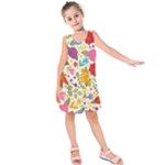 Colorful Flowers Pattern Kids  Sleeveless Dress
